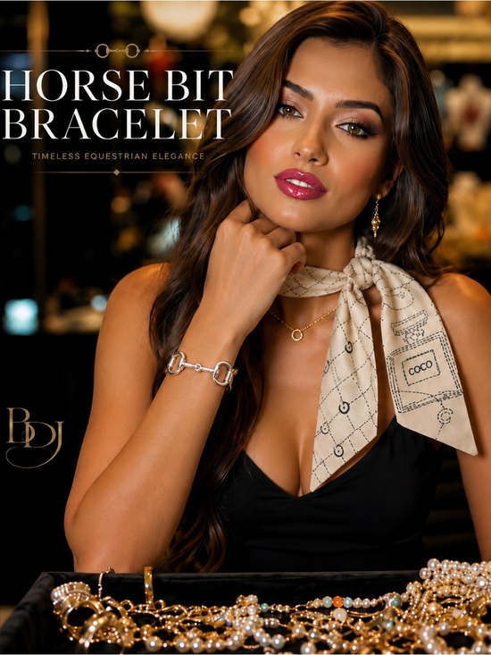 BDJ Jewelry - Horse Bit Bracelet | Silver Tone Snaffle Bangle | Equestrian Western Chic Gift